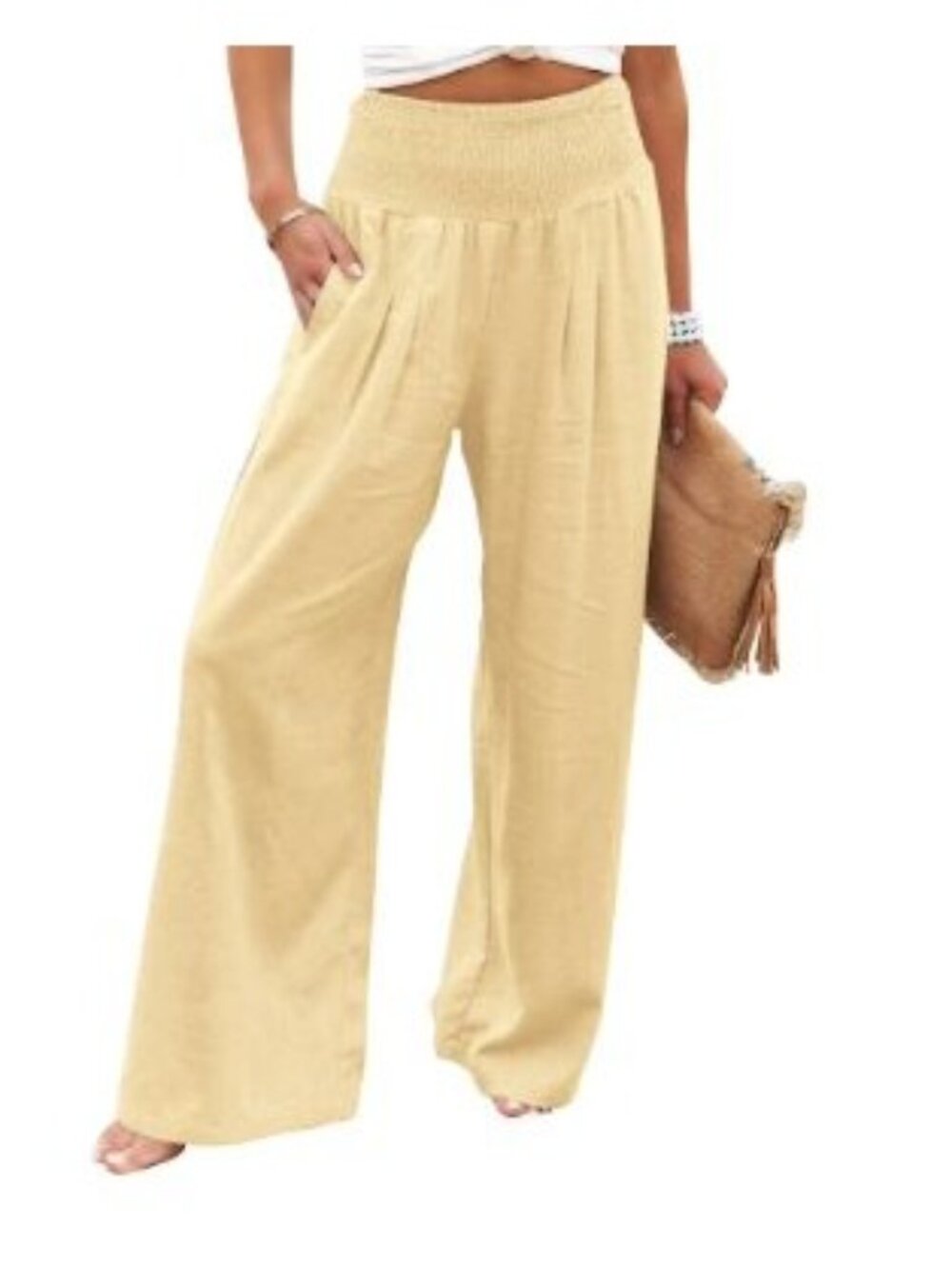 Women’s 2XL Boho Wide Leg Pants High Waist Flowy Beach Palazzo Flare
